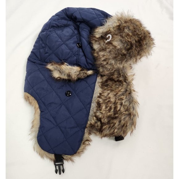 SA Co. Other - Sa Co. Men's Navy & Faux Fur Trapper Quilted Snap Close Hat NWT